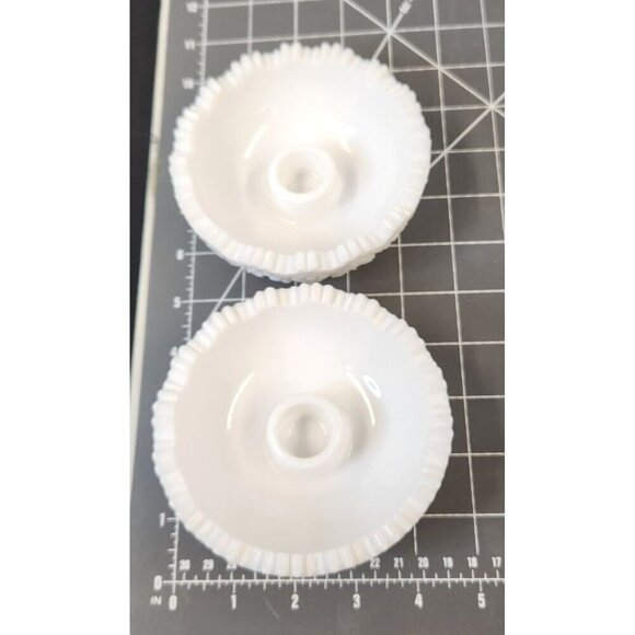 L.E. Smith Heritage 366 Milk Glass Taper Candle Holder set - Picture 7 of 8